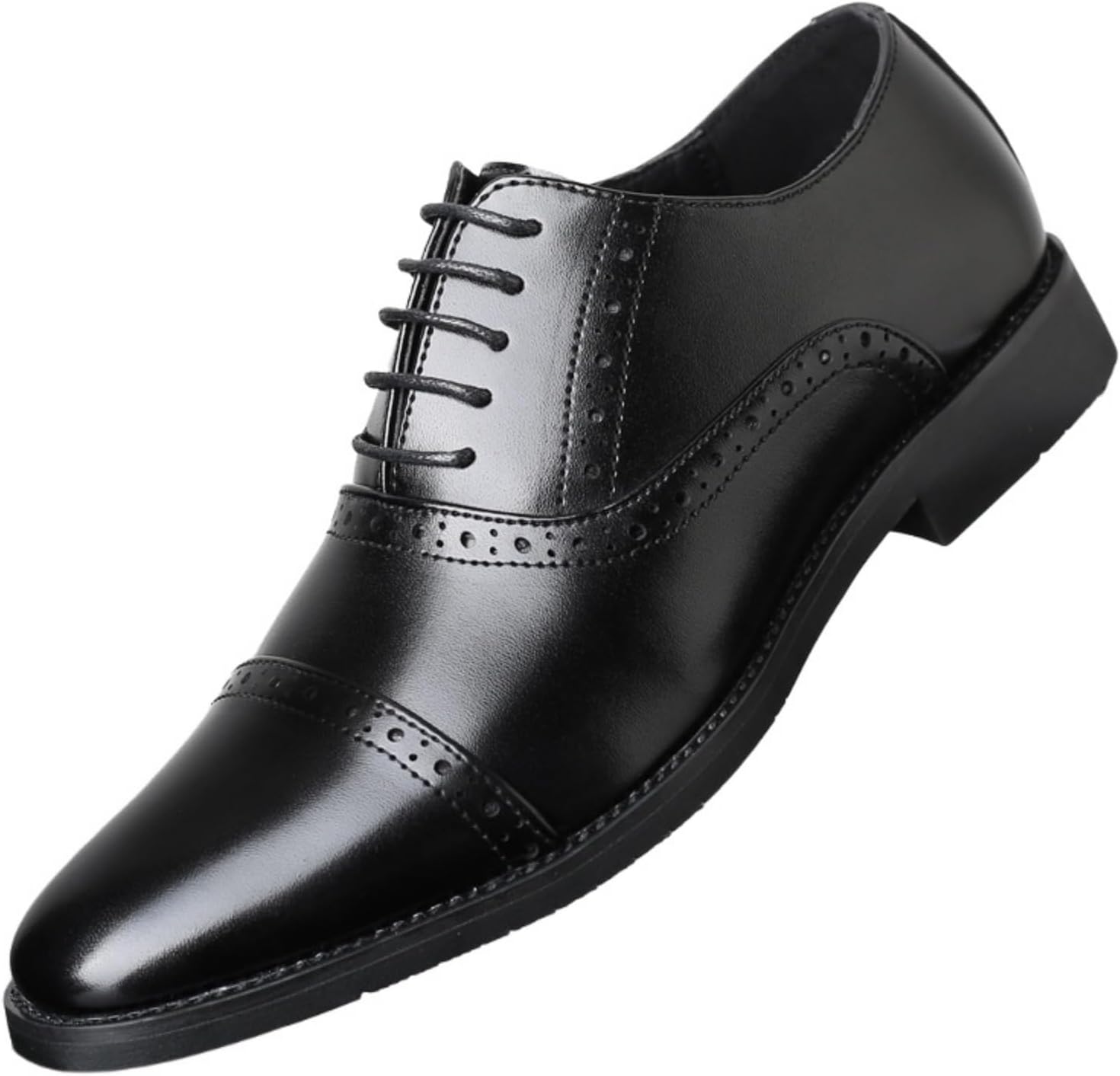 

Мужские кожаные оксфорды с шнуровкой, броги, заостренный носок, вингтип, нескользящие, повседневные, для бизнеса, официальных мероприятий, свадеб, вечеринок Qwuieoin, черный