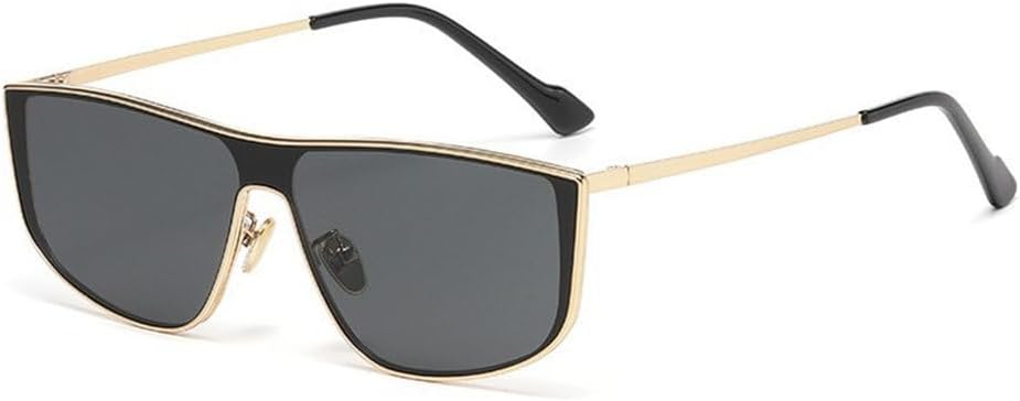 

Модные женские солнцезащитные очки с металлическими интегрированными линзами, модель 2025 года. Для путешествий на открытом воздухе, уличного стиля, вождения, с защитой от УФ-излучения PRSTNN, Gold Gray