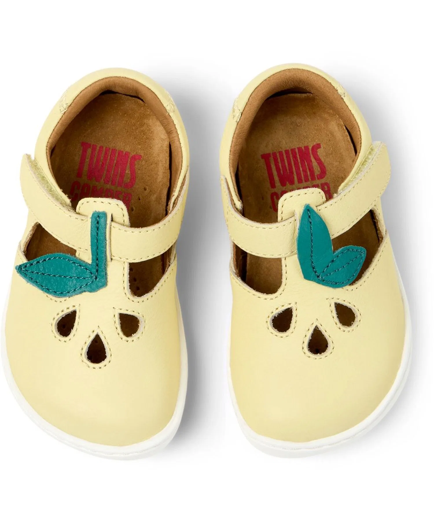 Детские кожаные кроссовки TWINS CAMPER жёлтые