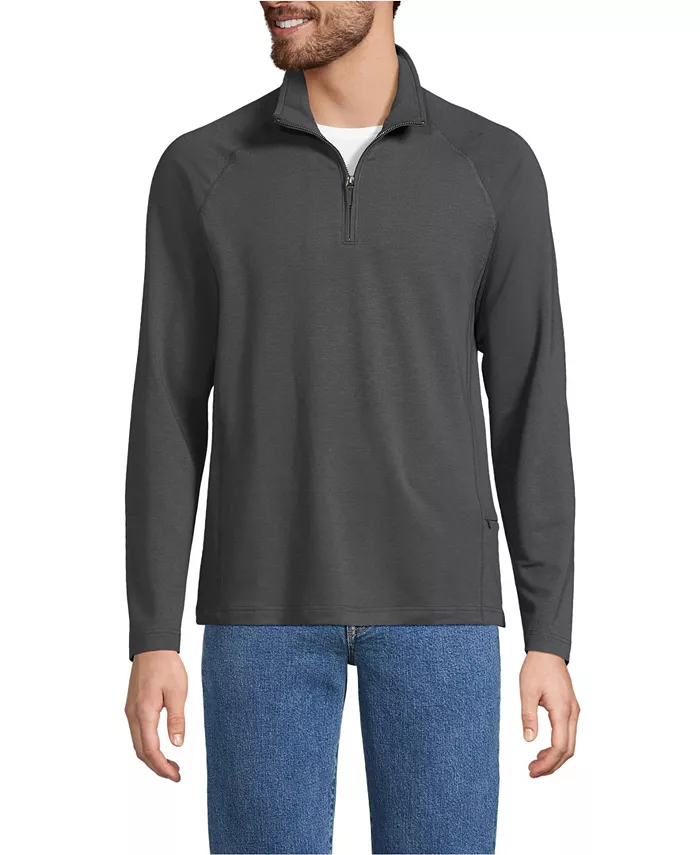 

Мужской пуловер с длинным рукавом Flex Performance с молнией на четверть Lands' End, серый