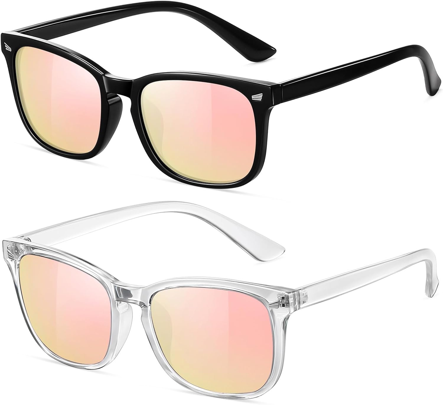 

Поляризованные солнцезащитные очки FEIDUSUN для женщин и мужчин. Классические модные солнцезащитные очки с защитой от УФ-излучения, A16 Gloss Black / Rose Pink + Transparent / Rose Pink