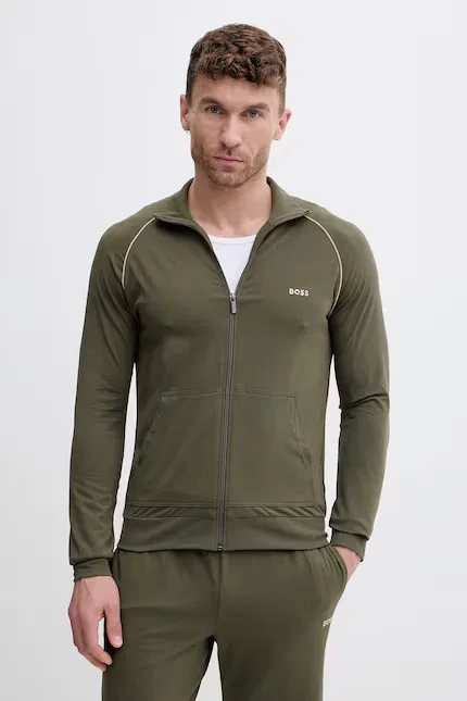 Худи на молнии Mix&Match Jacket Z BOSS, зеленый