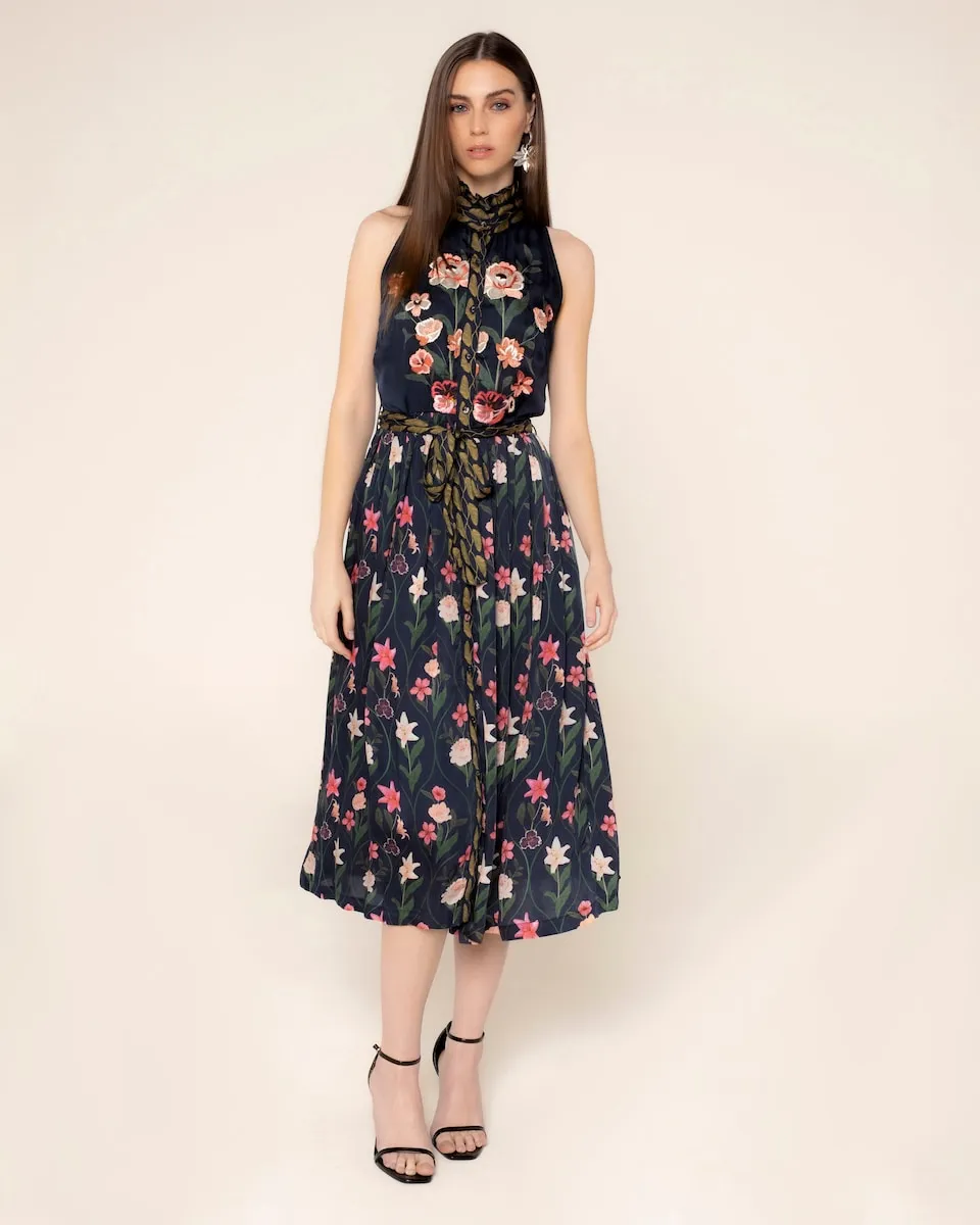 

Расписное миди-платье "Букет" Niza, черный