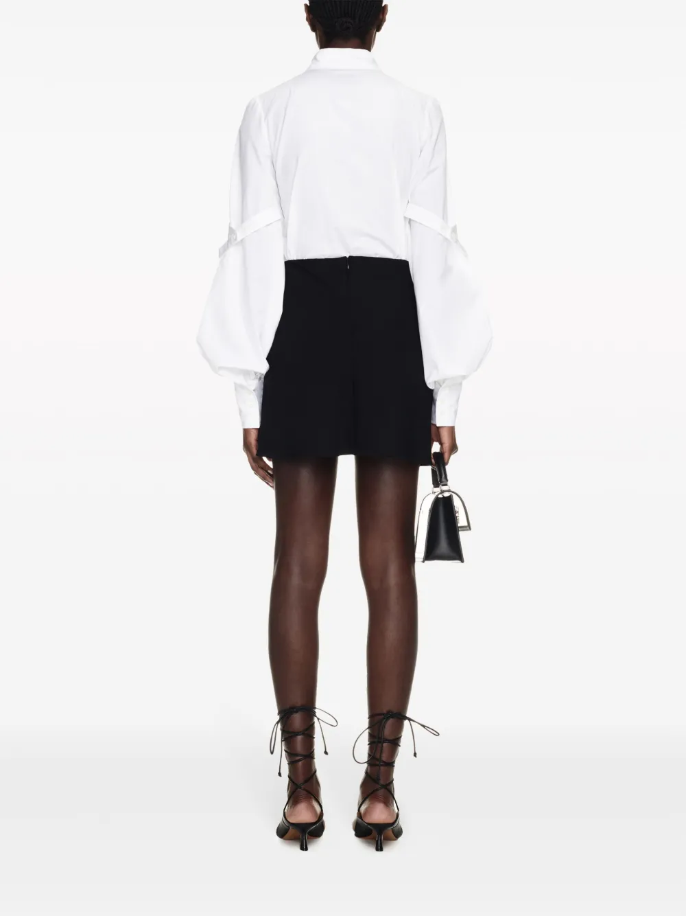 Шерстяная мини-юбка Wo Twist OFF-WHITE, черный — фото 4