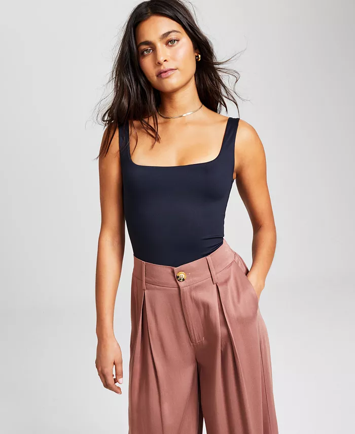 

Женский боди-стринги без рукавов с квадратным вырезом And Now This, черный