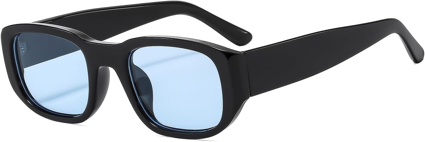 

Классические прямоугольные солнцезащитные очки YAMEIZE в винтажном стиле 90-х годов с защитой от УФ-излучения UV400 для активного отдыха, подходят для женщин и мужчин, Black Blue