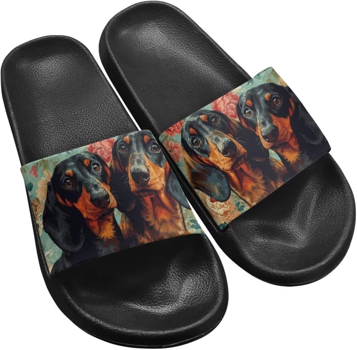 

Мужские шлепанцы Twousenru Cloud Pillow, удобные, толстые, противоскользящие, легкие, для дома, улицы и душа, размер США 6-11, Floral Dachshund