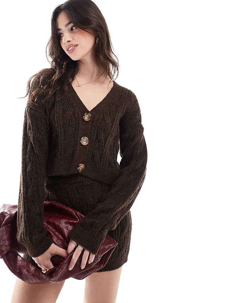 

Кардиган Miss Selfridge свободного кроя с V-образным вырезом и косами, цвет шоколадный