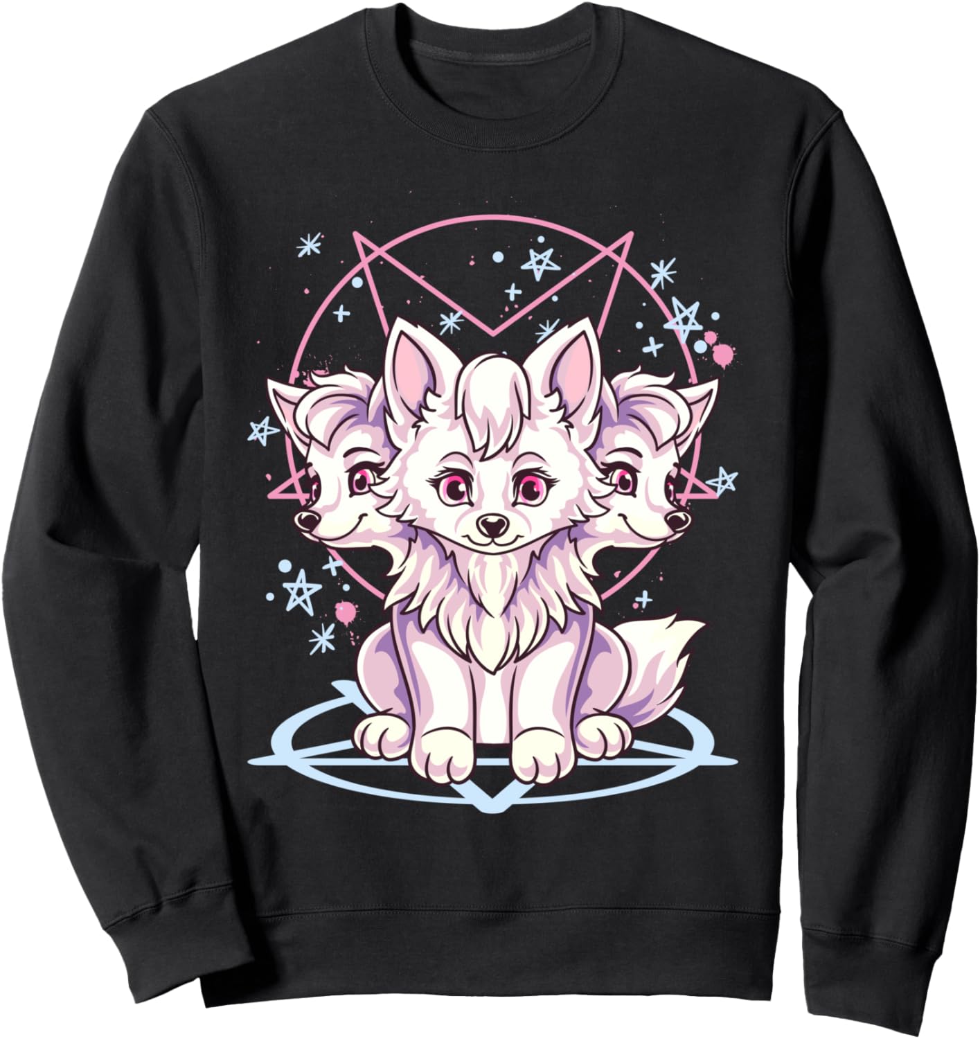 

Милая, жутковатая, пастельно-готическая толстовка с изображением трехголового Цербера в стиле аниме Pastel Nu Goth Grunge Occult Emo Witchy Gothic Tee, черный