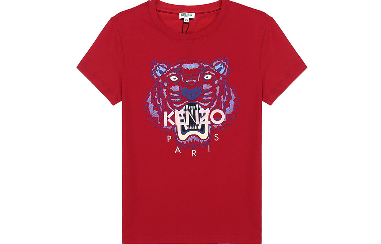 

Футболка женская Kenzo с головой тигра, красный