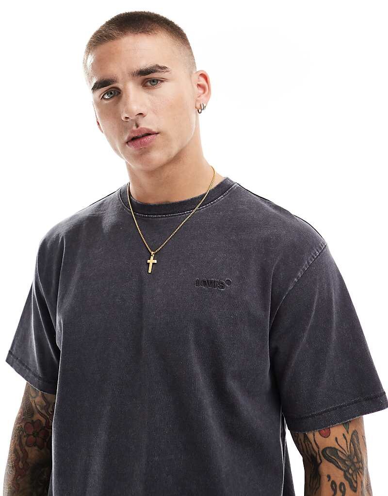 

Черная футболка Levi's с винтажным логотипом, минеральная стирка