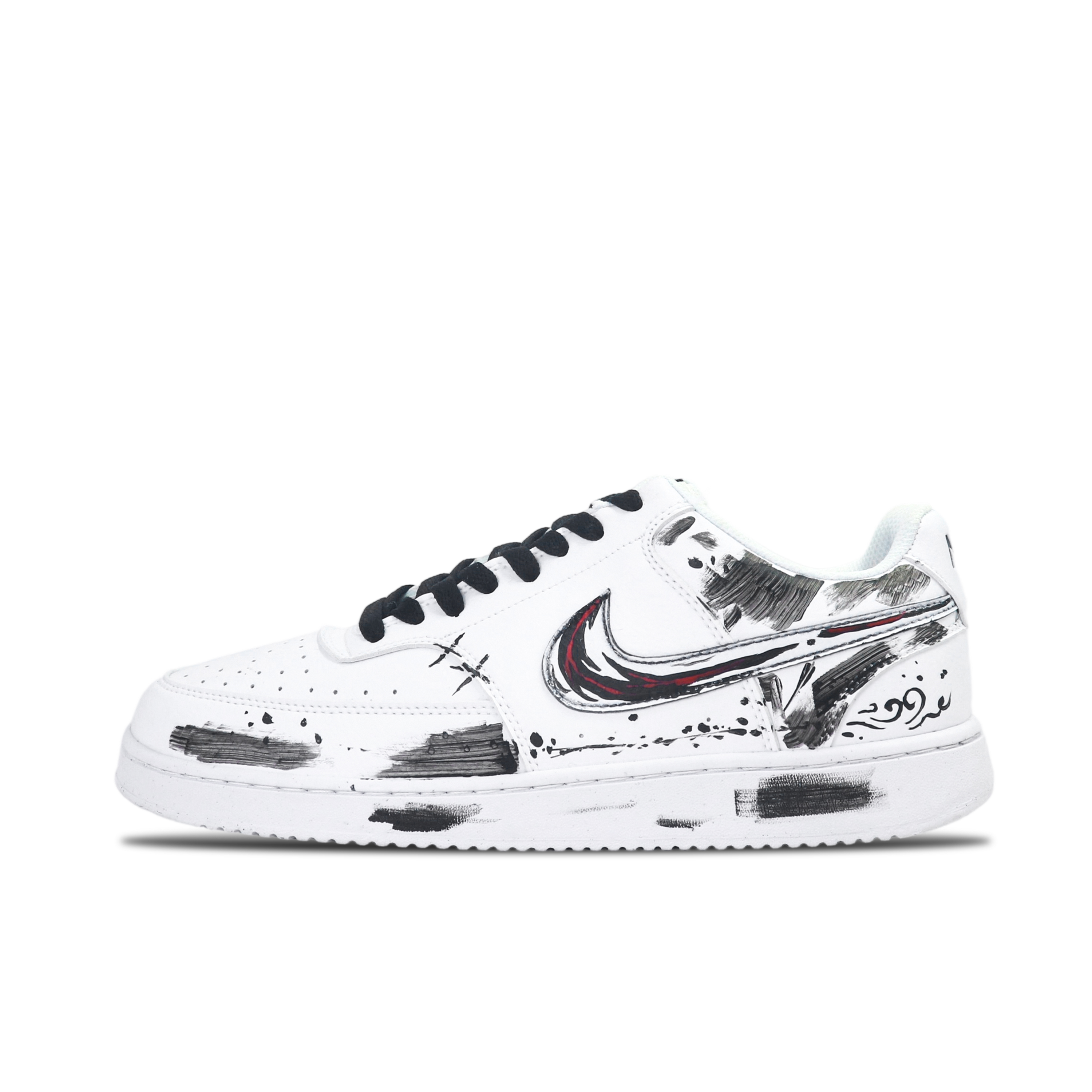 

Nike Кроссовки Court Vision 1 Dark Night Star Gazing, износостойкие, низкие, для скейтбординга, мужские, черные, белые, красные