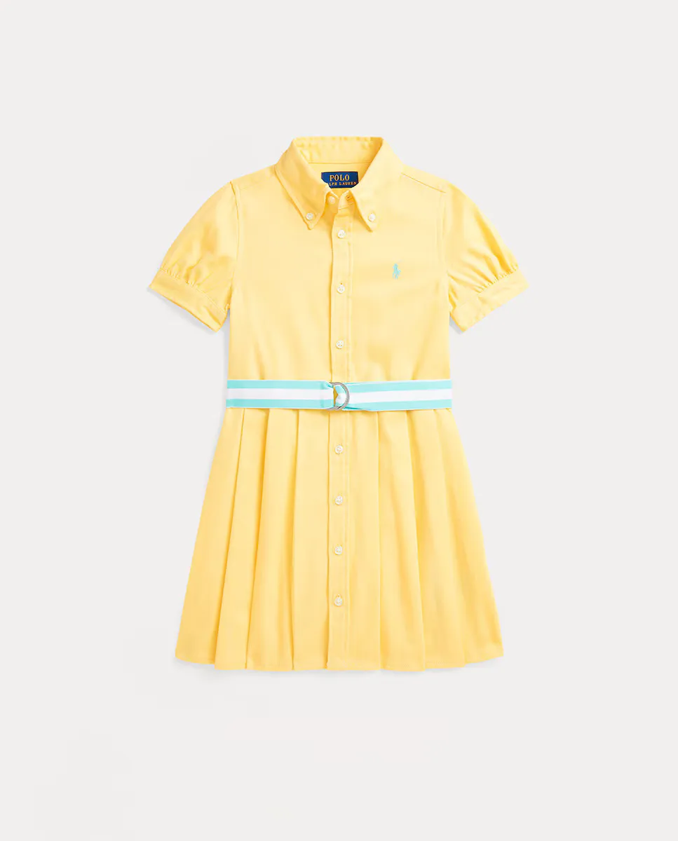 

Платье для девочки из хлопка с поясом Polo Ralph Lauren, желтый