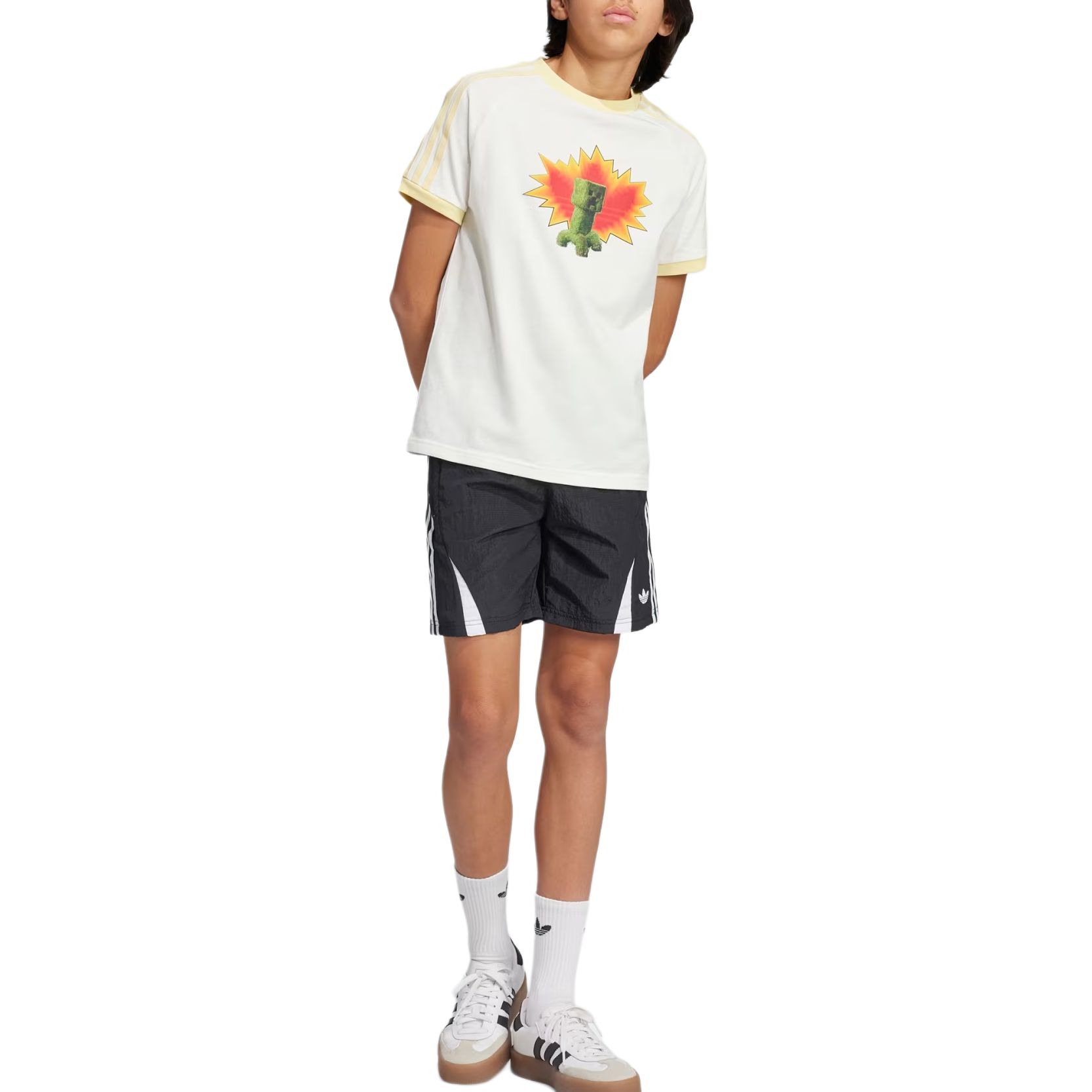 Adidas Originals Футболка с принтом Minecraft серый белый/near yellow подростки — фото 2