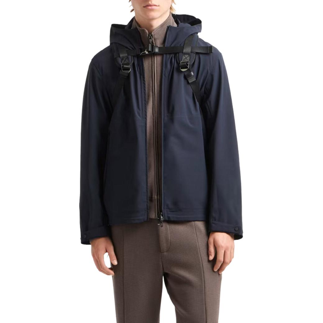 EMPORIO ARMANI Водоотталкивающая нейлоновая куртка с капюшоном, Marine Blue — фото 4