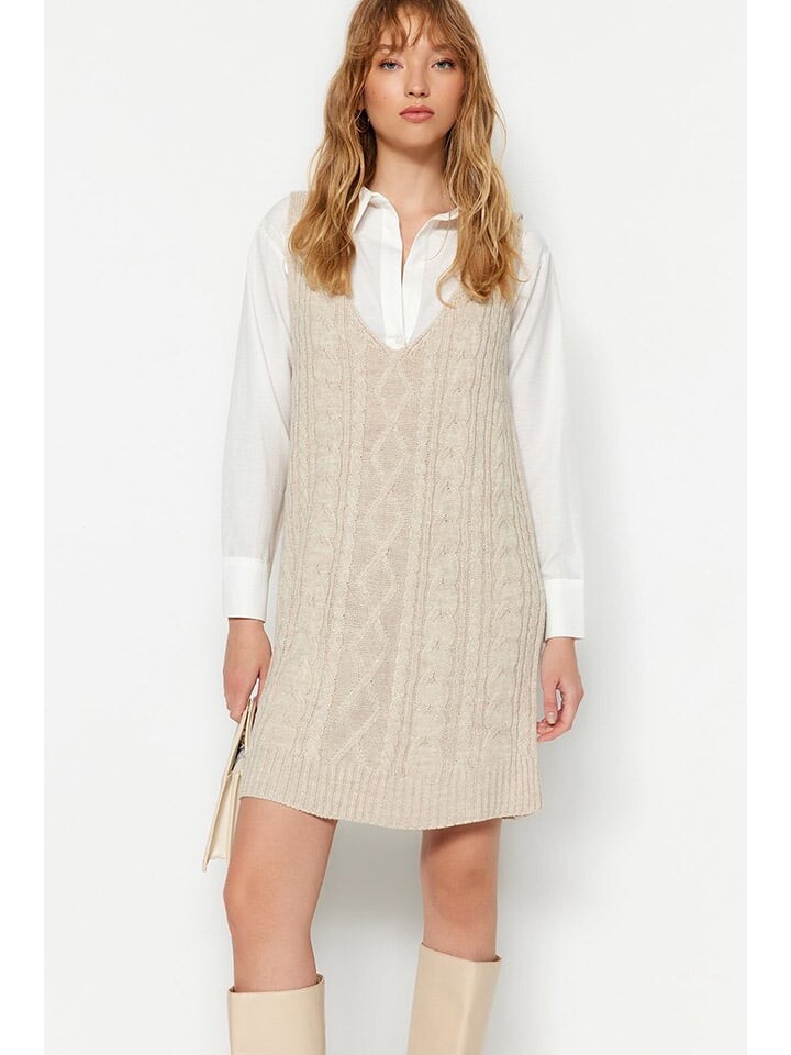 

Короткое платье trendyol Strickkleid, бежевый