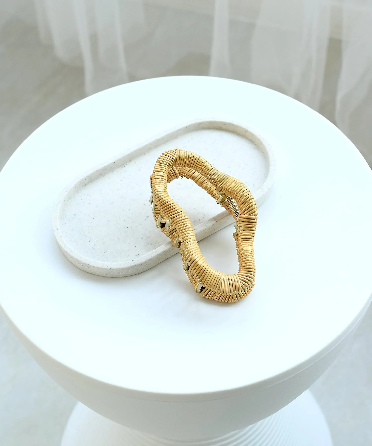 Заколка для волос Rattan Cloudy, заколка для пучка, плетеная коса из ротанга. Utatane, natural — фото 4