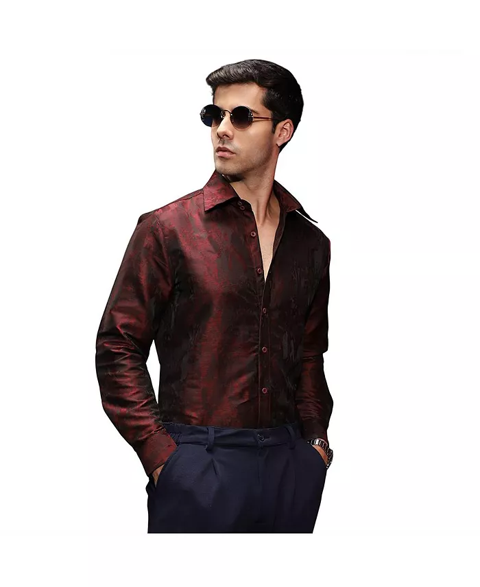 

Мужская бордовая рубашка с абстрактным плетением Campus Sutra