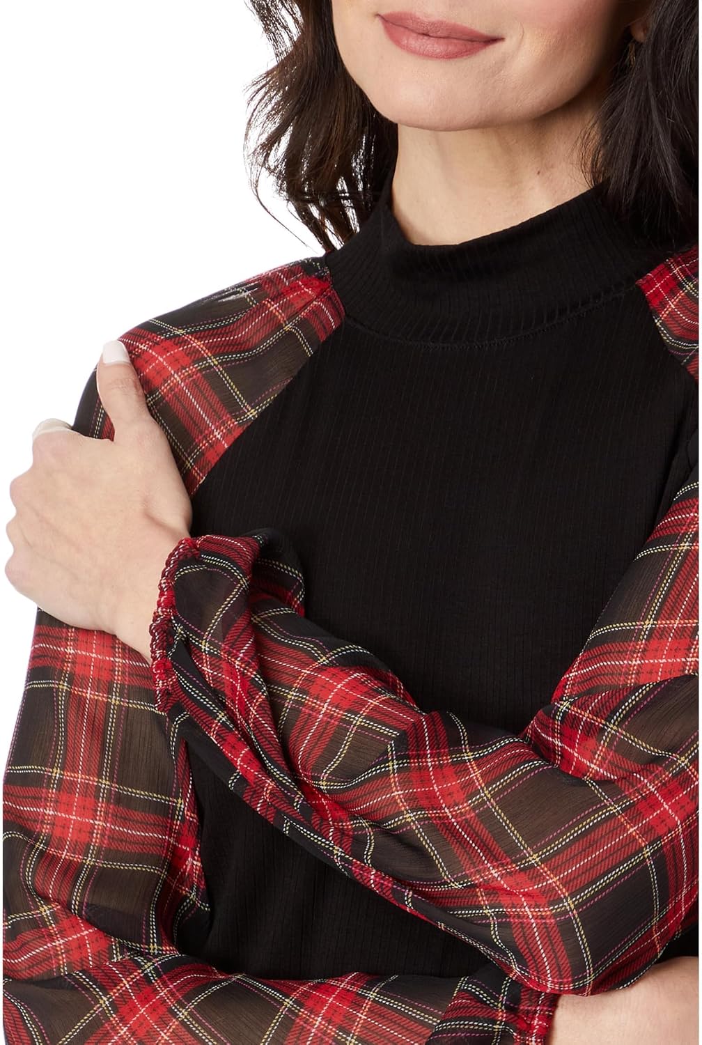 Женский топ Tommy Hilfiger с длинными рукавами и комбинированной отделкой, Black — фото 3