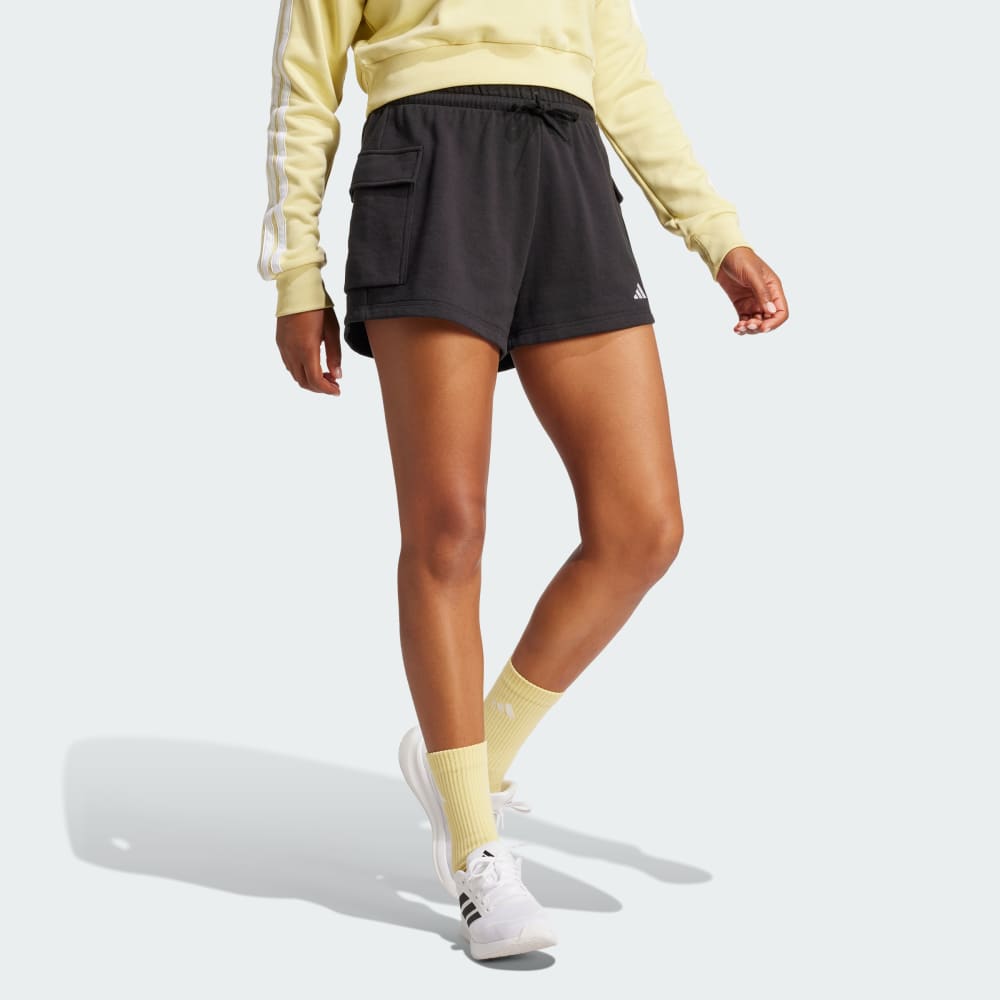 Шорты Adidas Essentials Small Logo French Terry Cargo Shorts, черный/белый — фото 3