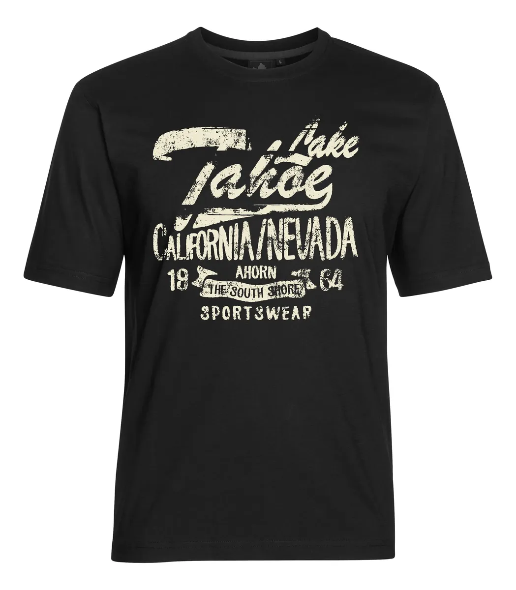 

Футболка AHORN SPORTSWEAR "LAKE TAHOE_EGGSHELL", с модным принтом спереди, черный