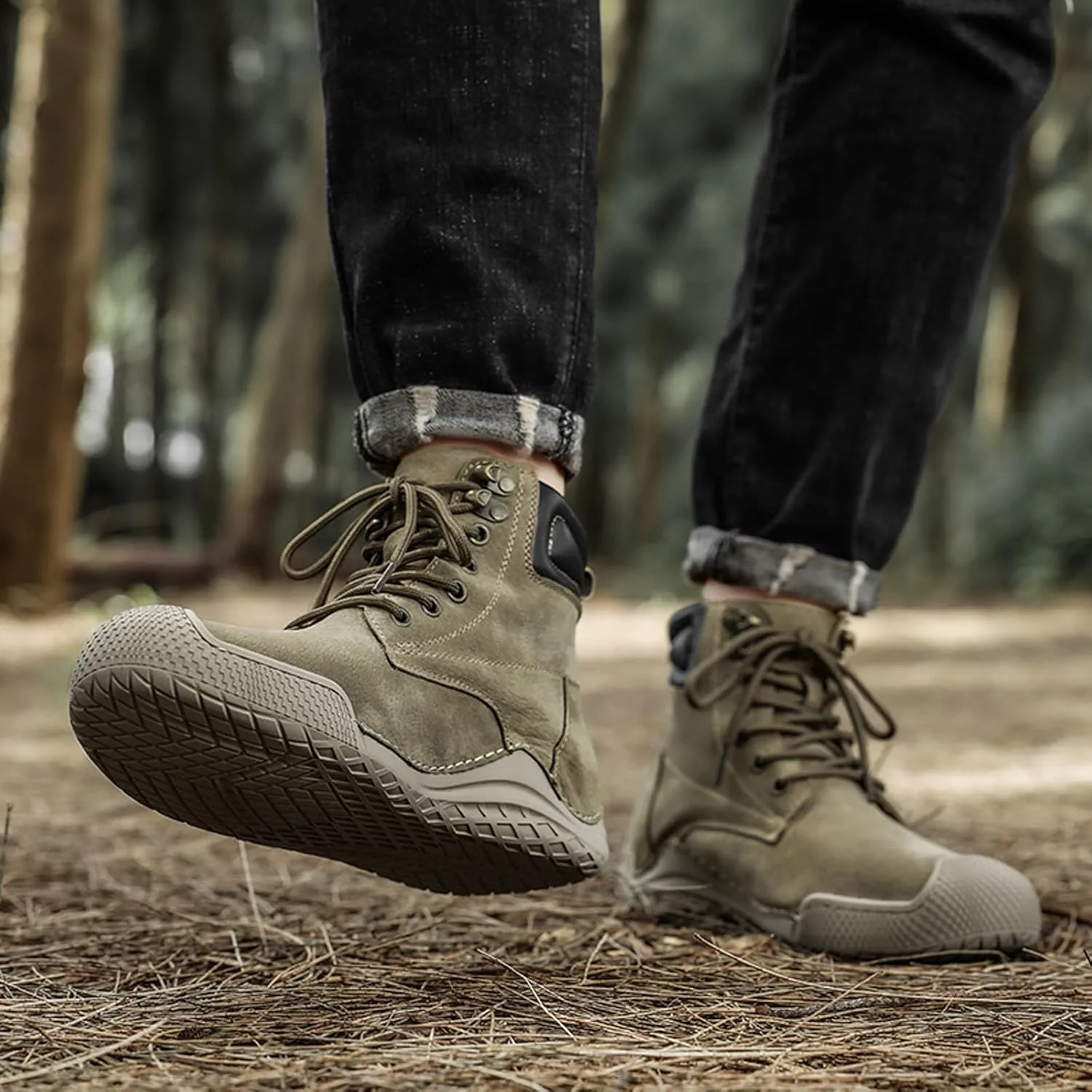 

Мужские замшевые ботинки для походов AMAZIDEAL на шнуровке, модные ручной работы высокие повседневные ботинки чукка, зимние утепленные ботинки для снега, зеленый