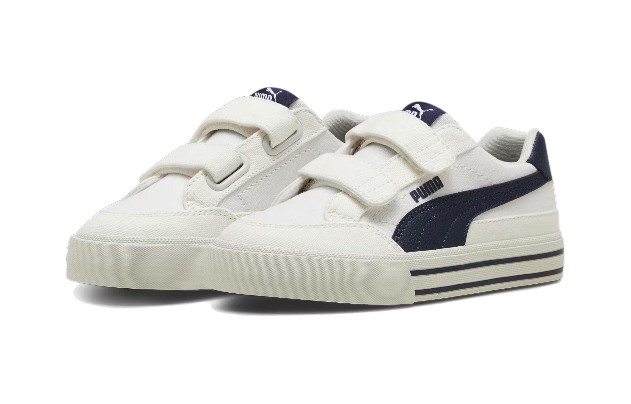 Классические детские скейтерские кроссовки для дошкольников PUMA, цвет экрю/черный — фото 3