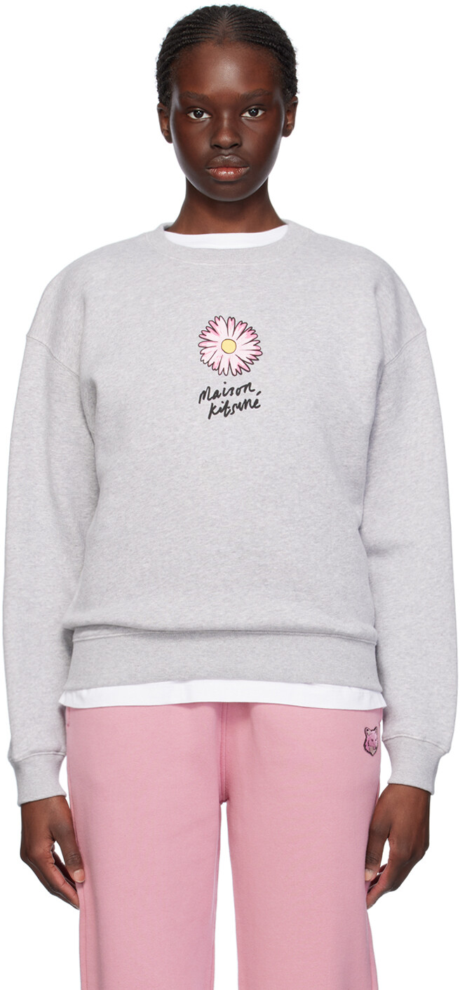 

Серый свитшот с плавающим цветком Maison Kitsune