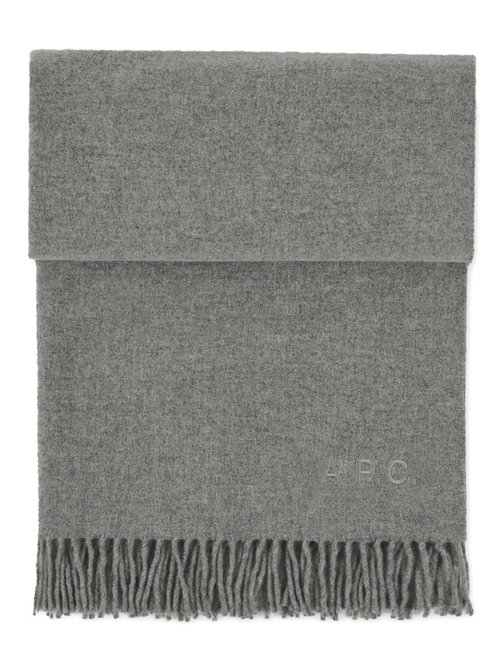 

Шарф с вышитым логотипом и бахромой A.P.C., серый