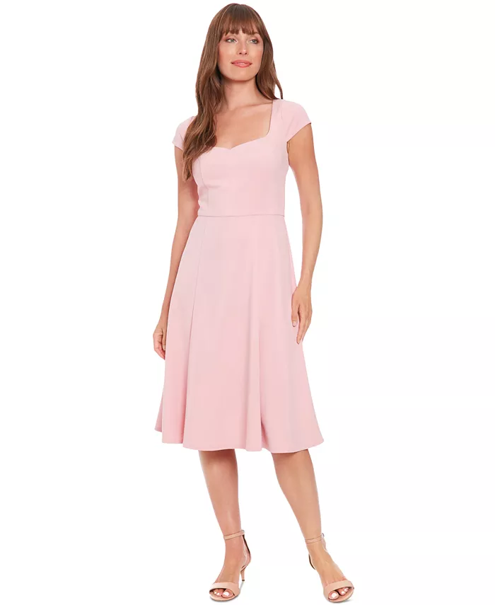 

Маленькое платье с каплевидным вырезом и короткими рукавами Sweetheart-Neck Cap-Sleeve Dress London Times, розовый
