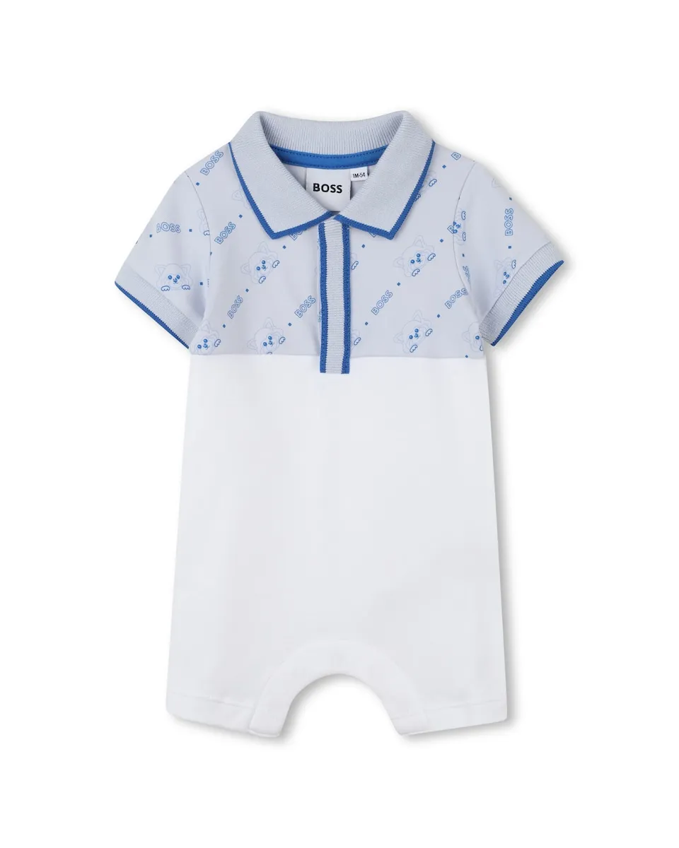 

Детский комплект в голубом цвете из хлопка Boss Kidswear, белый/синий