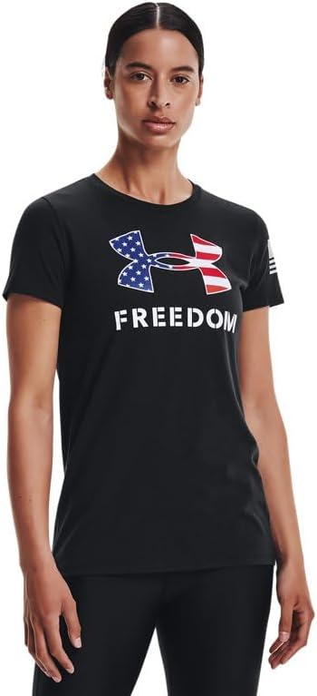 

Under Armour женская футболка New Freedom Logo, Black (002)/White, Белый, Under Armour женская футболка New Freedom Logo, Black (002)/White