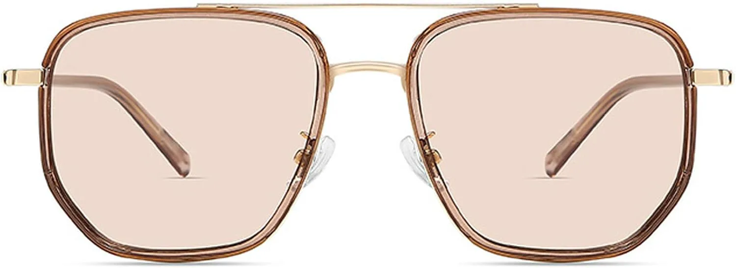 

Ретро-солнцезащитные очки-пилот большого размера для женщин и мужчин, модные винтажные квадратные солнцезащитные очки с защитой от УФ-излучения UV400 mincl, Champagne