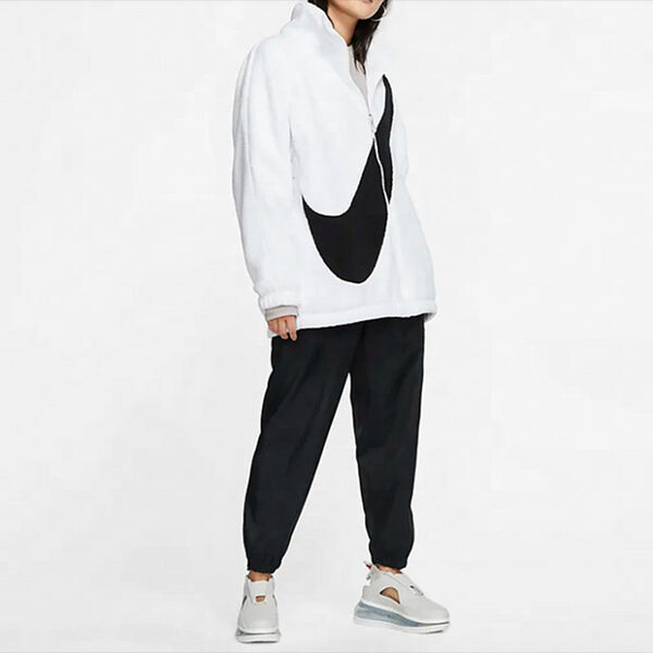 Куртка большая галочка двусторонняя меховая куртка Nike, белый — фото 4