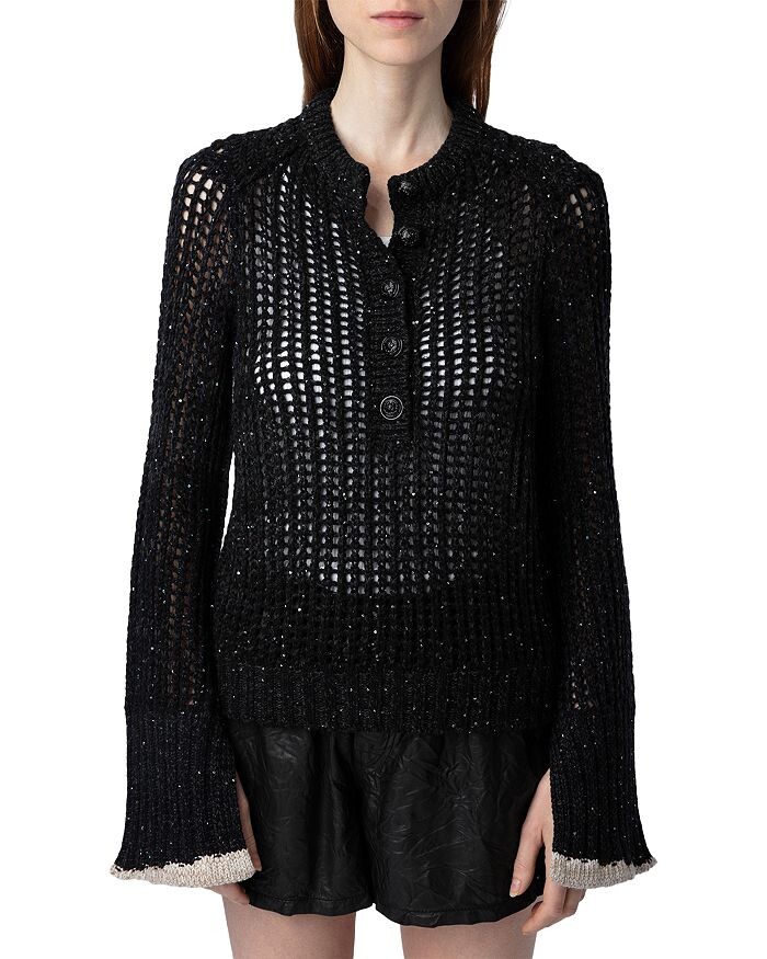 

Кашемировый сетчатый свитер Zadig & Voltaire Halty, черный