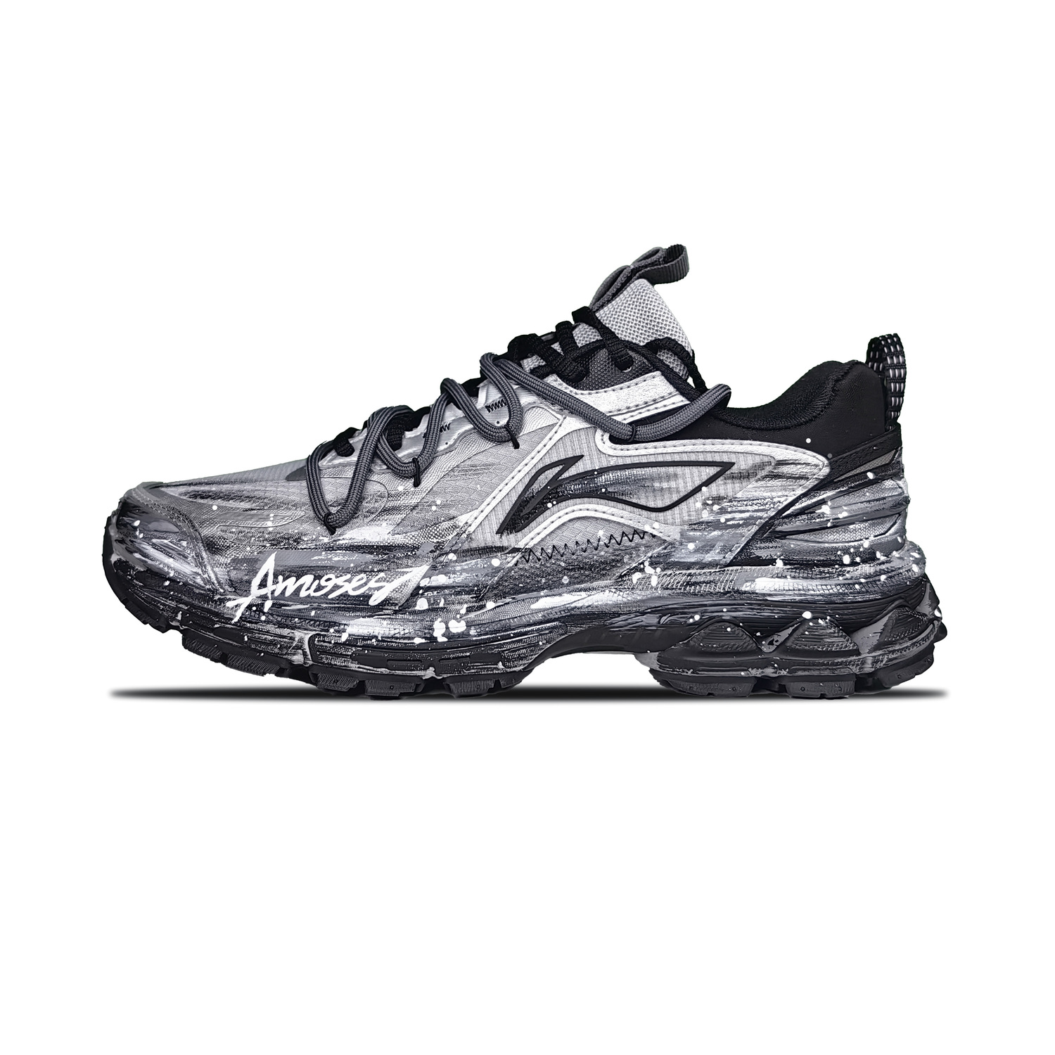 

LINING Мужские кроссовки Fuyao 2.0 Trail низкие повседневные для бега с противоскользящим и износостойким покрытием черные