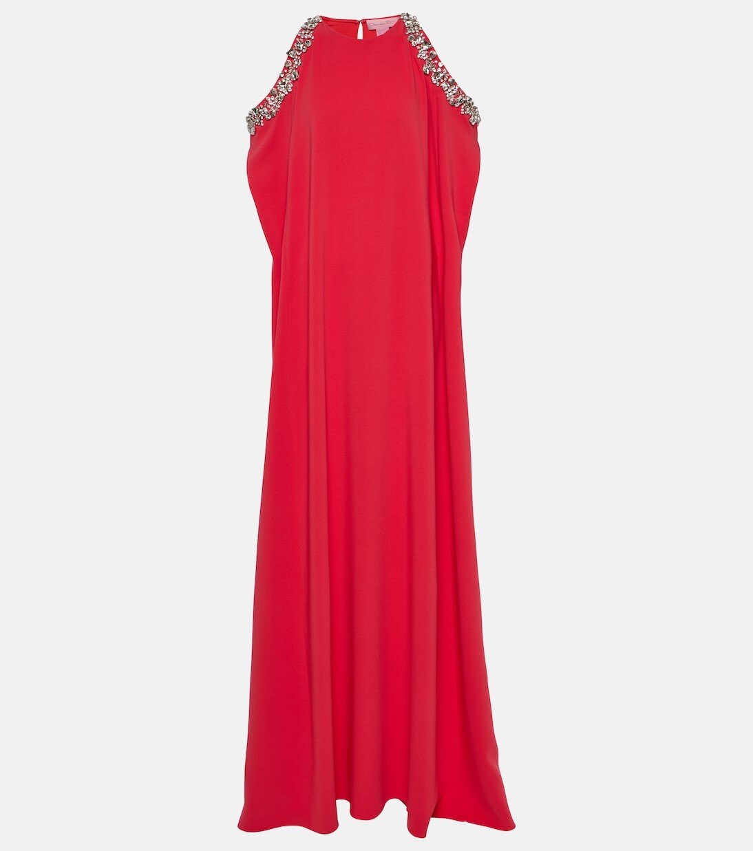 

Платье из смесового шелка, украшенное кристаллами Oscar De La Renta, красный