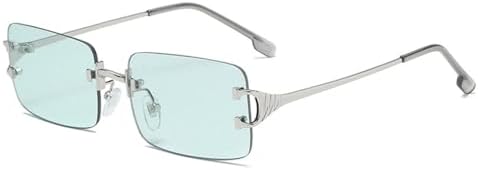 

Популярные солнцезащитные очки с алмазной огранкой для женщин, винтажные прямоугольные солнцезащитные очки без оправы для мужчин, очки с защитой от УФ-излучения UV400 MTZJH, Champagne