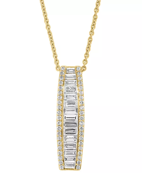 

Ожерелье с подвеской Effy с круглыми и линейными бриллиантами огранки «багет» (1-3/8 карата) из 14-каратного золота, 17 дюймов + удлинитель 1 дюйм Effy Collection, gold