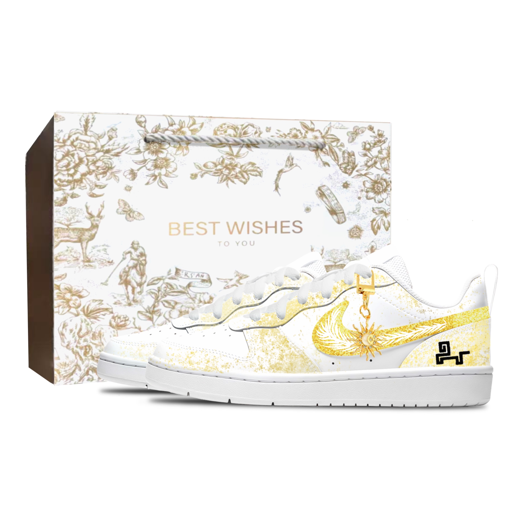 

Кроссовки для скейтбординга Court Borough Leather низкие детские, устойчивые к истиранию, дышащие, нескользящие Nike, белый & желтый