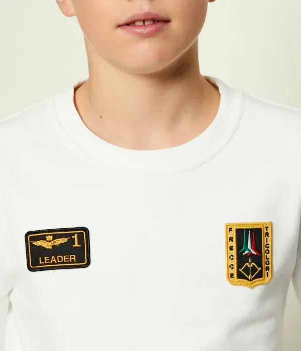 Толстовка regular fit Aeronautica Militare, экрю — фото 4