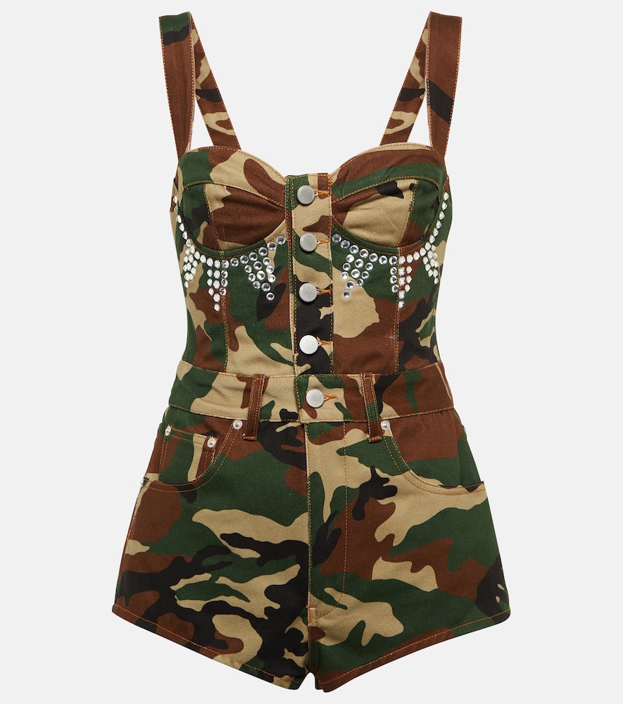 

Камуфляжный джинсовый комбинезон Alessandra Rich, Brown-Green