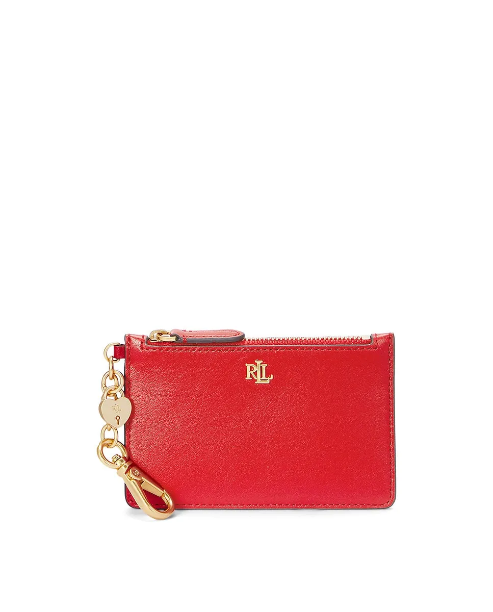 

Женская кожаная визитница на молнии Lauren Ralph Lauren, красный
