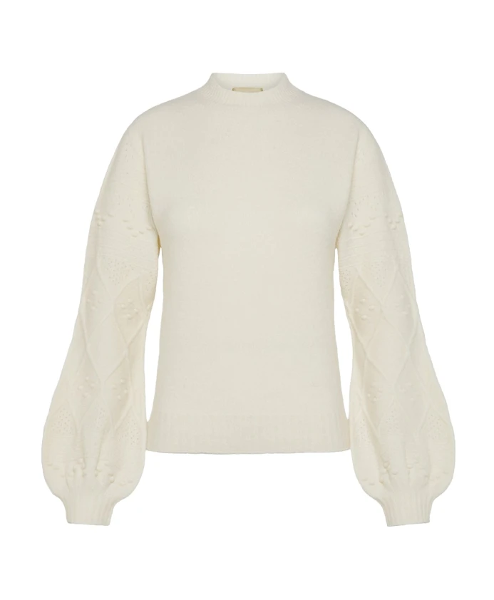 

Пуловер из эластичной шерсти мериноса, имитирующий эффект толстовки. Momoni, бежевый