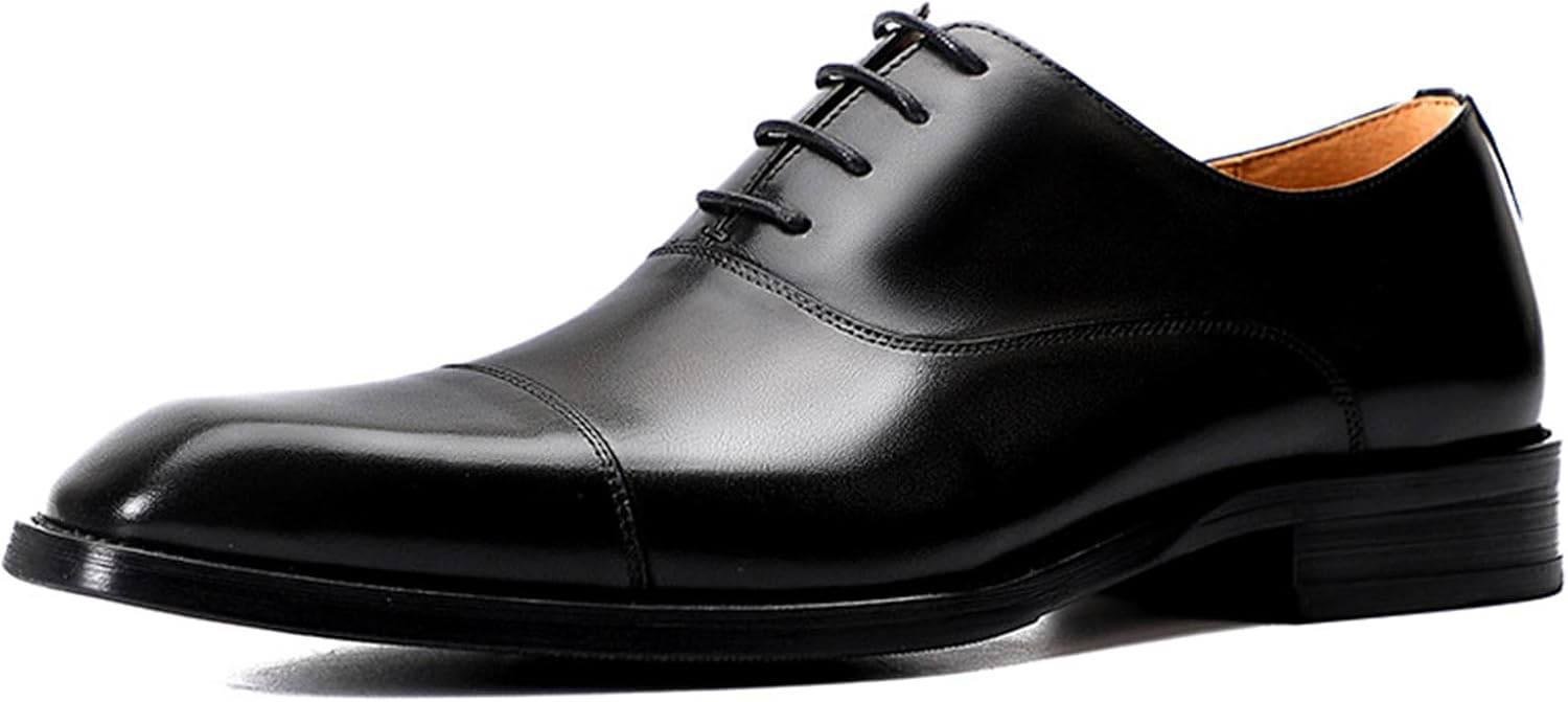 

Мужские оксфорды с квадратным носком из натуральной кожи, шнуровка, модные формальные туфли для бизнеса, вечеринок, работы и свадеб Hlasmspe, черный