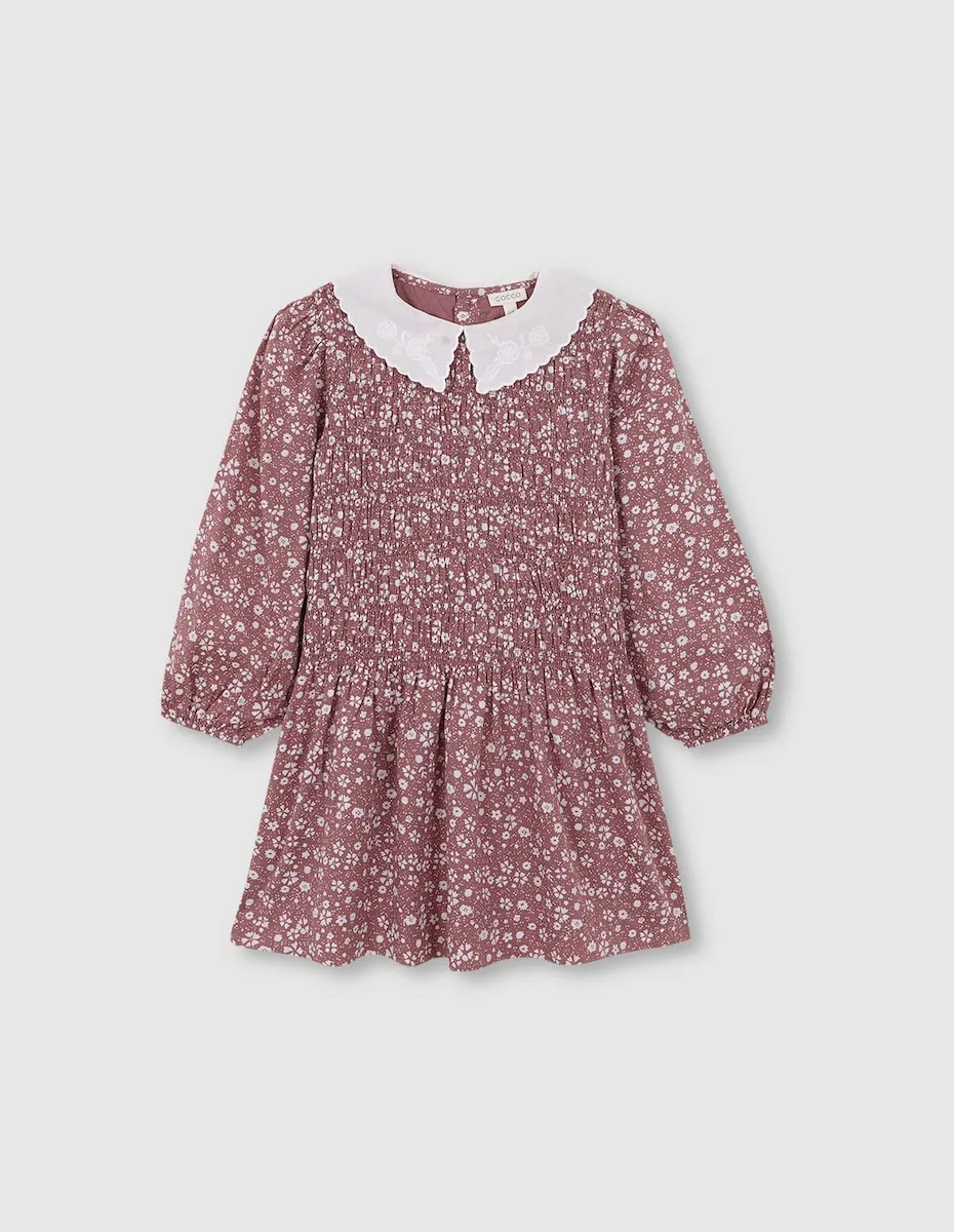 

Детское платье с узором и вышитым воротником Gocco, фиолетовый