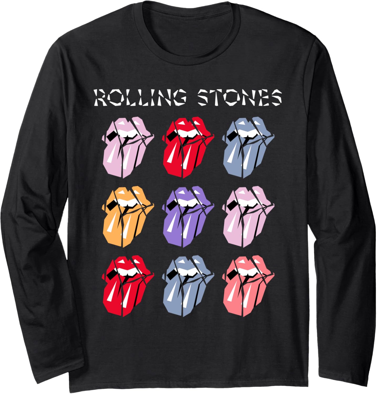 

Официальная футболка с длинными рукавами Rolling Stones HD с разноцветным принтом в виде языка, черная The Rolling Stones