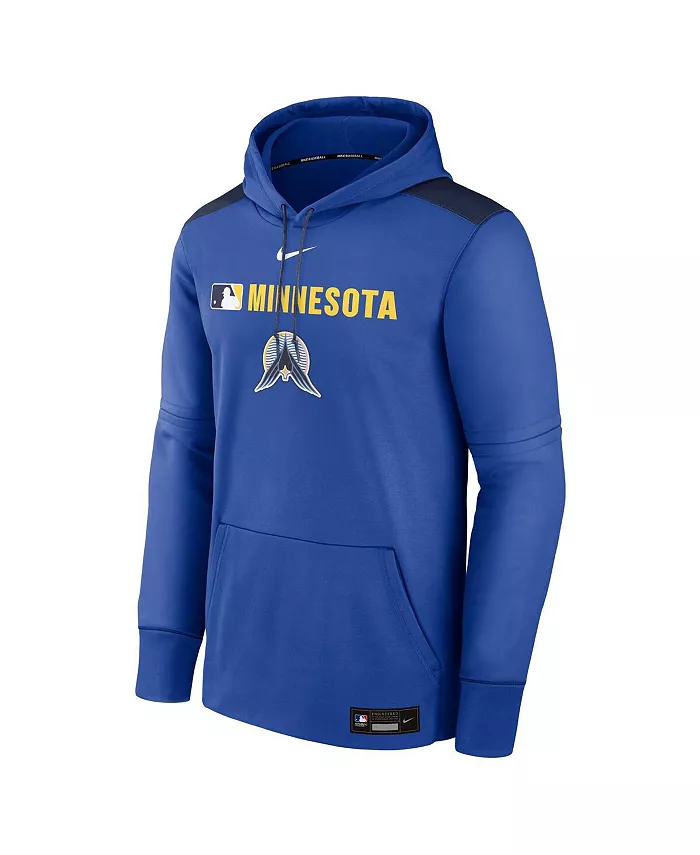 Мужская толстовка с капюшоном Therma Pullover Authentic Collection City Connect Royal Minnesota Twins Nike — фото 2