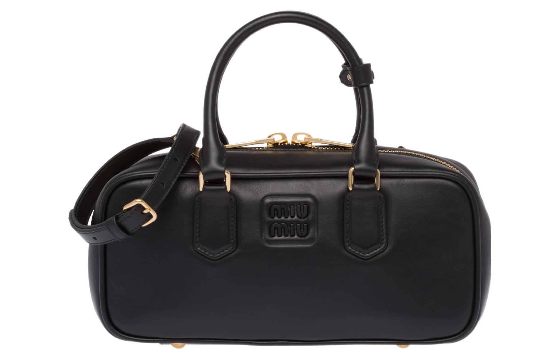 

Сумка через плечо Arcadie Series из кожи, черная MIU MIU