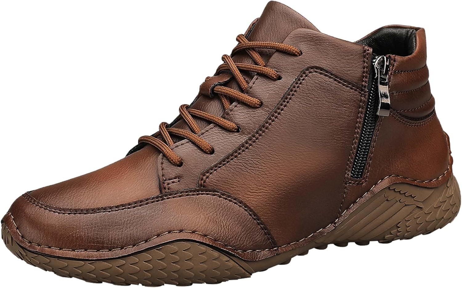 

Мужские премиальные кроссовки из коровьей кожи, мужская обувь для походов, мужская обувь для уличного отдыха среднего топа, не скользящие и устойчивые к износу, подходят для всех сезонов Generic, коричневый